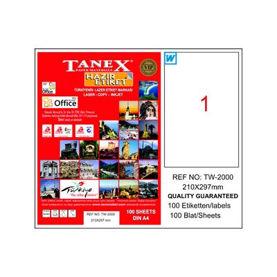 Tanex 210X297 Şeffaf Laser Etiket 25 Li Tw-2000