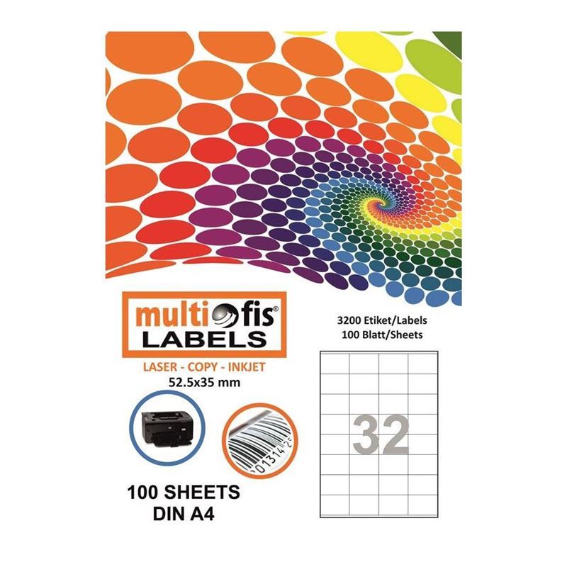 Multiofis 52,5X35 Mm Laser Etiket 5032