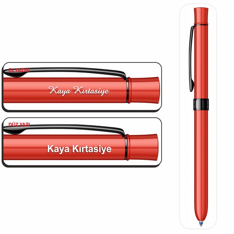 İsminize Özel Scrikss 93 Trıo Kırmızı Multifonksiyonlu Kalem