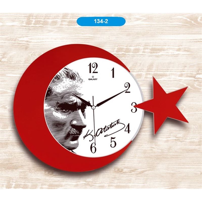 Galaxy 134-2 Atatürk Büst Ayyıldız Duvar Saati