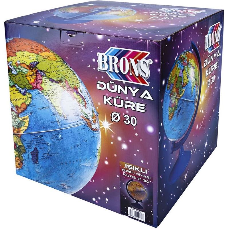 Brons Işıklı Küre 30 Cm Siyasi&Fiziki Br-808