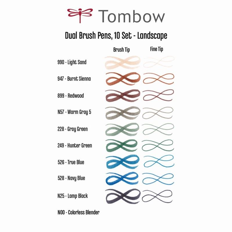 Tombow Dual Brush Pen Peyzaj 10 Lu T-169