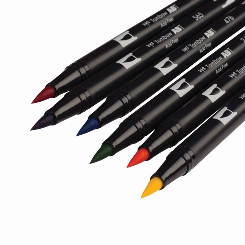 Tombow Dual Brush Pen Ana Renkler 6 Lı T-162