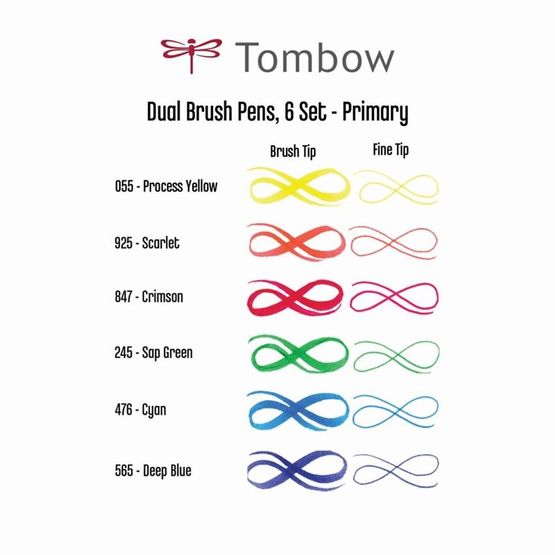 Tombow Dual Brush Pen Ana Renkler 6 Lı T-162