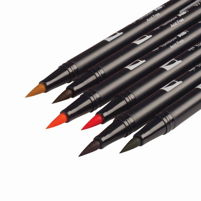 Tombow Dual Brush Pen Ara Renkler 6 Lı T-163