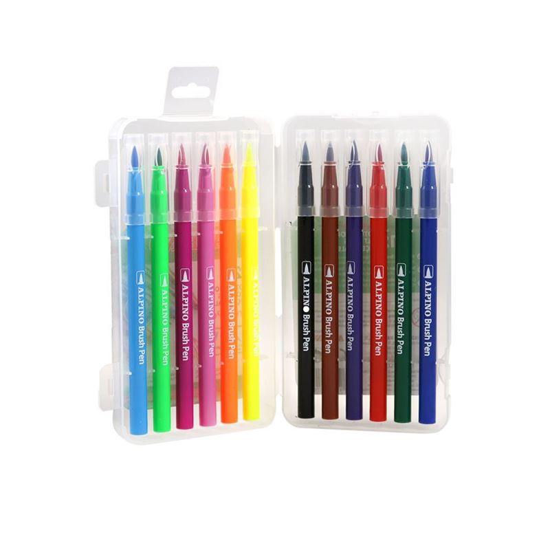 Alpıno Ar-000181 Fırça Uçlu 12 Renk Keçeli Kalem