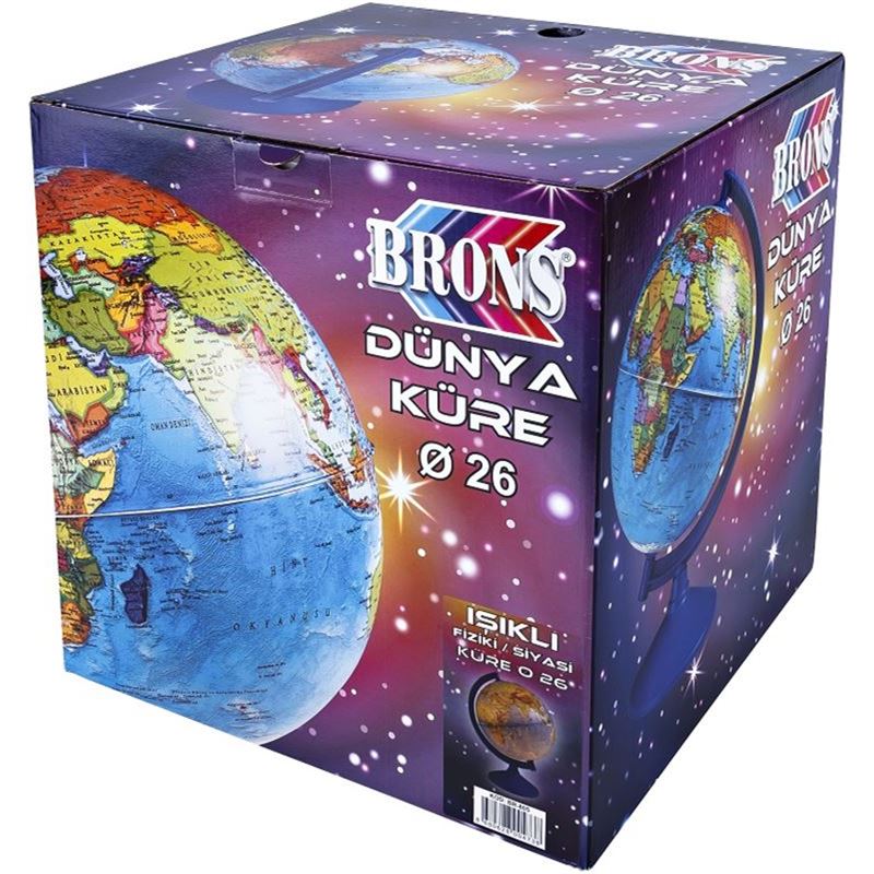 Brons Işıklı Küre 26 Cm Siyasi&Fiziki Br-805