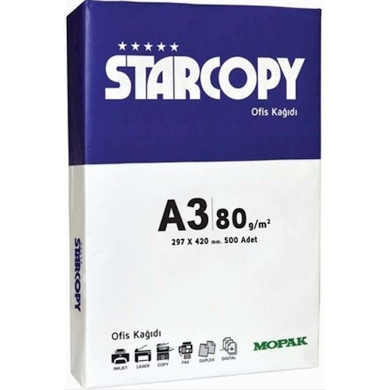 Mopak A3 Fotokopi Kağıdı Starcopy 500 Lü 80 Gr