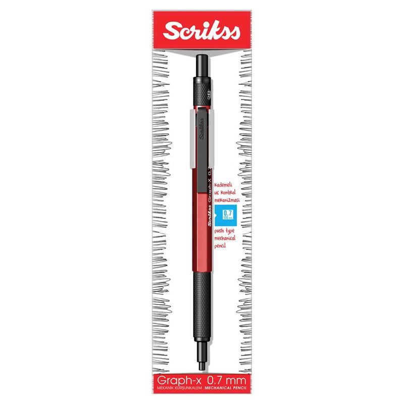 Scrikss İsminize Özel Graph-X Kırmızı Metal 0.7 Versatil Kalem 