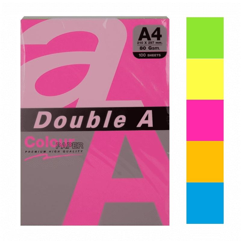 Double A A4 Fosforlu 5 Renkli Fotokopi Kağıdı 100 Lü