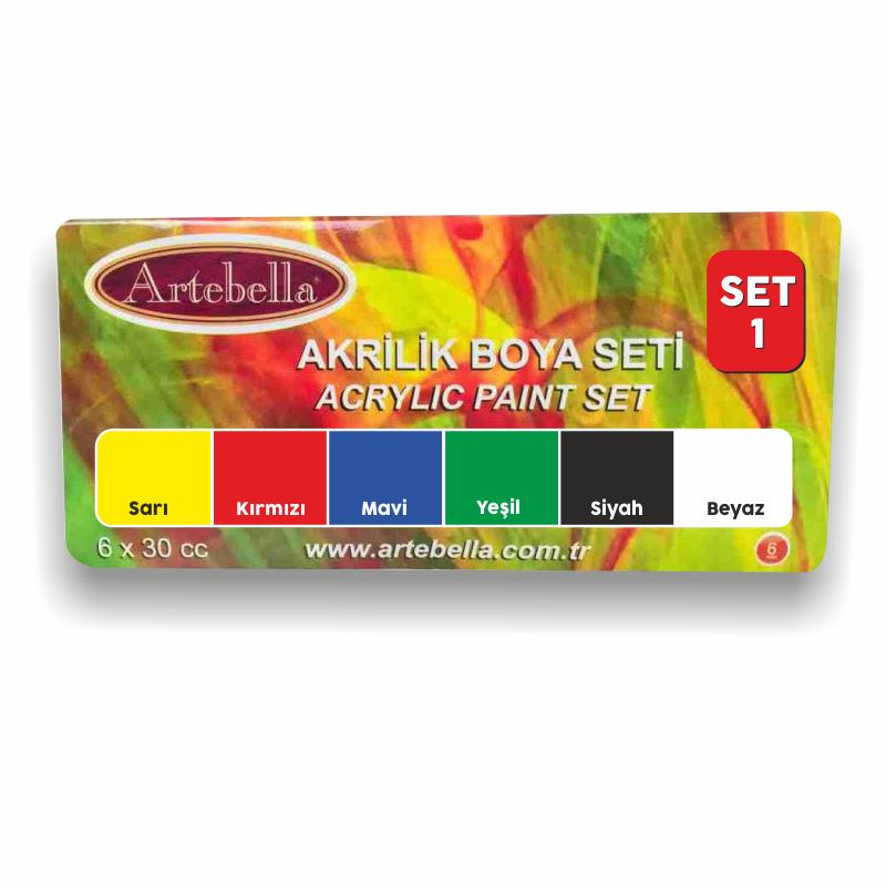 Artebella 6 Renk Akrilik Boya Set:1 Abs10030 30 Ml.