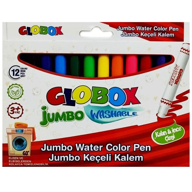 Globox 12 Renk Jumbo Yıkanabilir Keçeli Kalem 3379